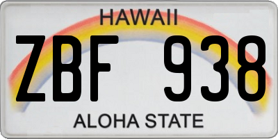 HI license plate ZBF938