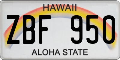 HI license plate ZBF950