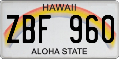 HI license plate ZBF960