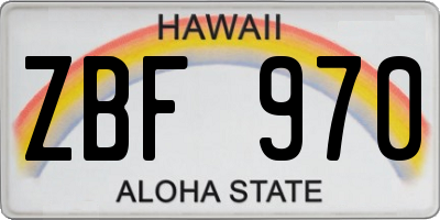 HI license plate ZBF970