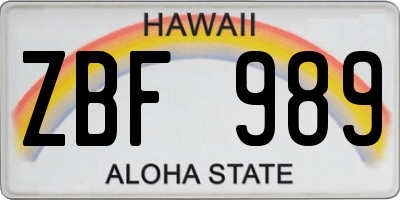 HI license plate ZBF989