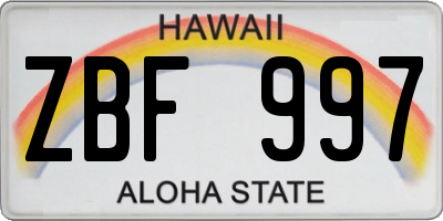 HI license plate ZBF997