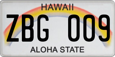 HI license plate ZBG009