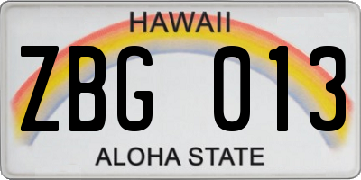 HI license plate ZBG013