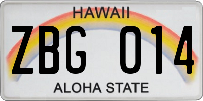 HI license plate ZBG014