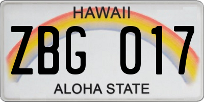 HI license plate ZBG017