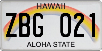 HI license plate ZBG021
