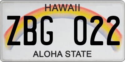 HI license plate ZBG022