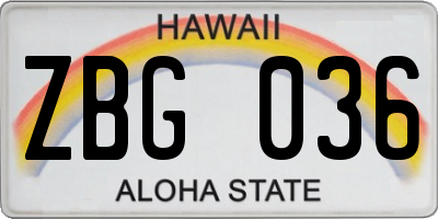 HI license plate ZBG036