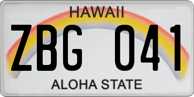 HI license plate ZBG041