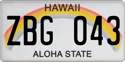 HI license plate ZBG043