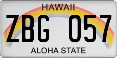 HI license plate ZBG057