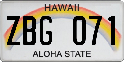 HI license plate ZBG071
