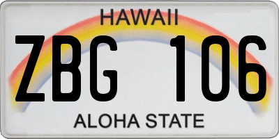 HI license plate ZBG106