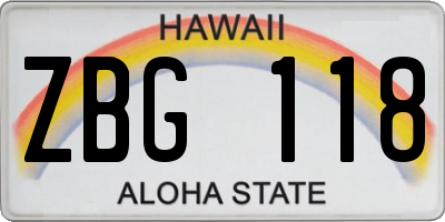HI license plate ZBG118