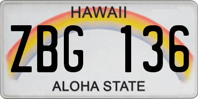 HI license plate ZBG136