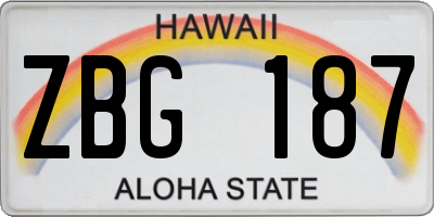 HI license plate ZBG187
