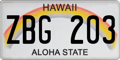 HI license plate ZBG203
