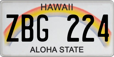 HI license plate ZBG224