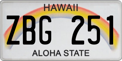 HI license plate ZBG251