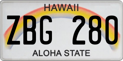 HI license plate ZBG280