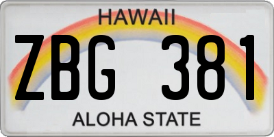 HI license plate ZBG381