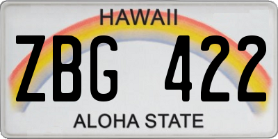 HI license plate ZBG422