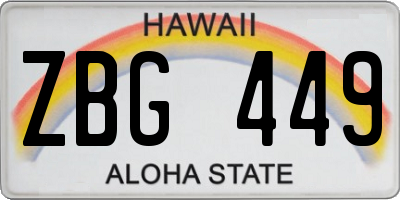 HI license plate ZBG449