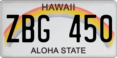 HI license plate ZBG450