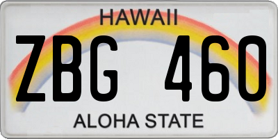 HI license plate ZBG460