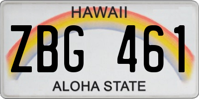 HI license plate ZBG461