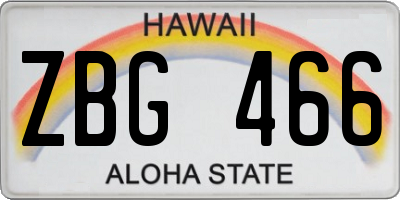 HI license plate ZBG466