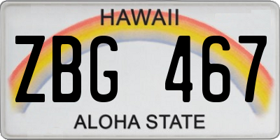HI license plate ZBG467