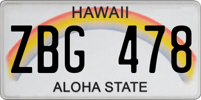 HI license plate ZBG478