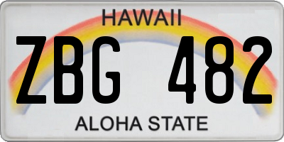 HI license plate ZBG482