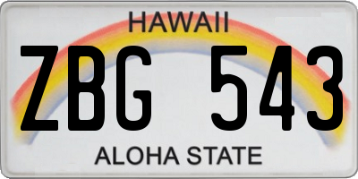 HI license plate ZBG543