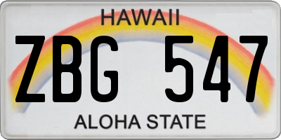 HI license plate ZBG547