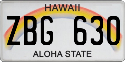 HI license plate ZBG630