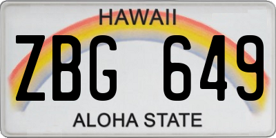 HI license plate ZBG649
