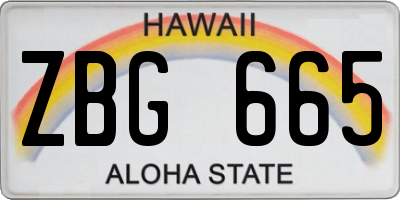 HI license plate ZBG665