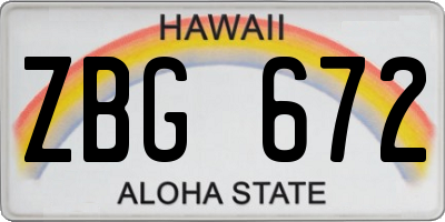 HI license plate ZBG672