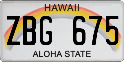 HI license plate ZBG675