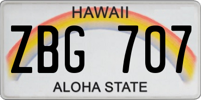 HI license plate ZBG707