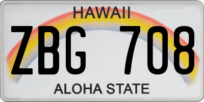 HI license plate ZBG708