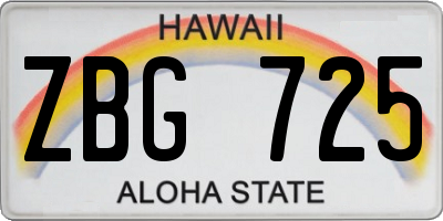 HI license plate ZBG725