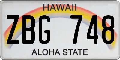 HI license plate ZBG748