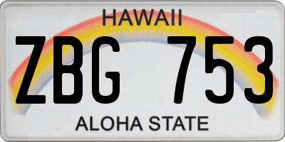 HI license plate ZBG753