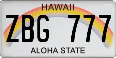 HI license plate ZBG777