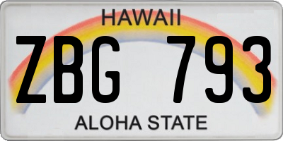 HI license plate ZBG793