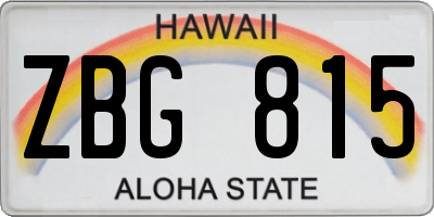 HI license plate ZBG815